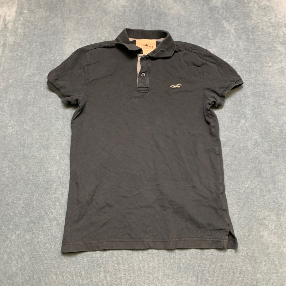 Hollister California Polo Shirt Mens Black Small Short Sleeve Tennis Performance